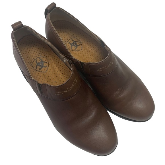 Ariat Women’s Brown Leather Slip On Clog Size 7.5 - Picture 2 of 11